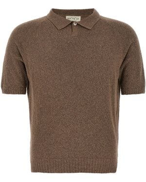 Ma'ry'ya Bouclé Baumwollpolo -Hemd - Braun