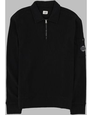 C.P. Company Sweatshirt Polo-Collar Zip - Black