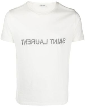 Saint Laurent Logo Cotton T -shirt - Wit