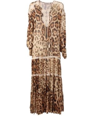 Ermanno Scervino Abito Lungo Con Sottoveste - Natural