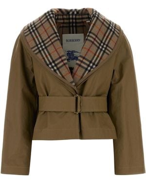 Burberry Checks Shawl Neck Jacket - Green