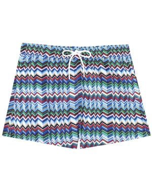 Missoni Mid-Length Swim Shorts With Irregular Zigzag Print - Blue