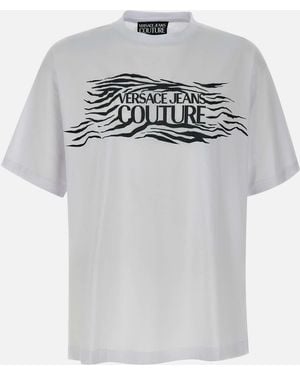 Versace Jeans Couture Zebra Rhinestone Logo T-Shirt in Gray
