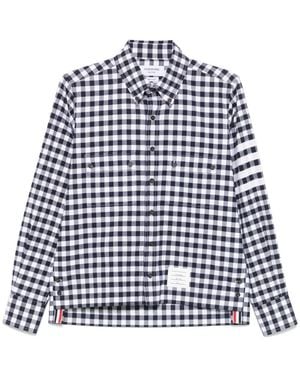 Thom Browne Gingham-Pattern Buttoned Shirt - Blue