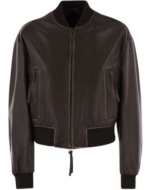 Weekend by Maxmara Hiltex Nappa Lederen Bomberjack - Zwart