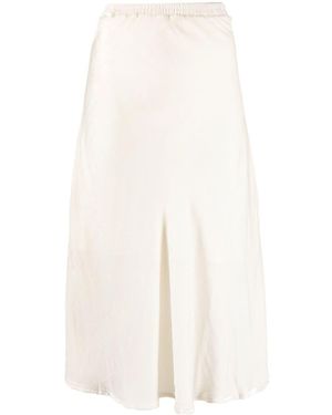 Gold Hawk High-Waisted Silk-Blend Skirt - White