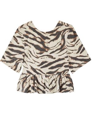 Ganni Zebra Print Organic Cotton Top - White