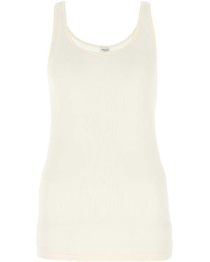 Saint Laurent Ivory Modal Blend Tank Top - Natural