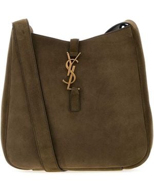 Saint Laurent Mud Suede Le 5 À 7 Crossbody Bag - Brown