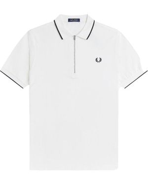 Fred Perry Polo Con Zip E Logo - White