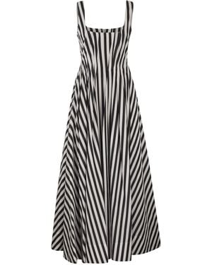 Sportmax Spxfilmato – Gestreiftes Baumwoll-Midikleid mit weitem Rock - Weiß