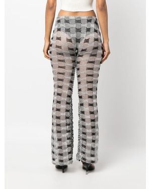 Isa Boulder Check-Pattern Knit Trousers - Grey