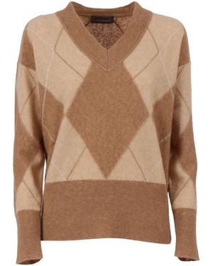 Lorena Antoniazzi Strickpullover mit V-Ausschnitt - Braun
