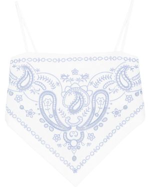 Self-Portrait And Embroidered Linen Top - White
