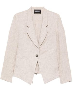 Emporio Armani Linen Single-Breasted Jacket - White