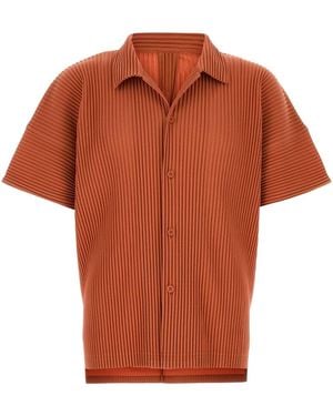 Homme Plissé Issey Miyake Pleated Polyester Shirt - Orange