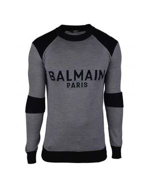 Balmain Fitted Wool Sweater With Logo - Schwarz