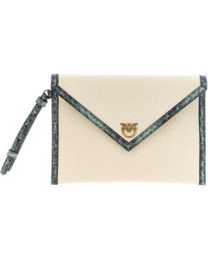 Pinko Canvas Flat Clutch Bag - Natur