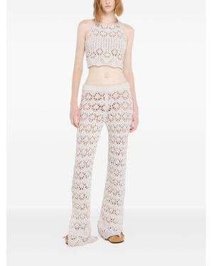 Alanui Lagoon Romance Crochet Flare Pants - Wit