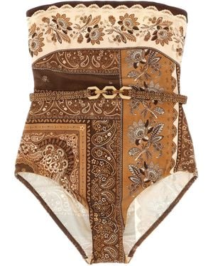Zimmermann 'Lucky Bandeau' One-Piece Swimsuit - Natural