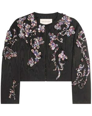Dries Van Noten Embroidered Moiré Jacket - Black