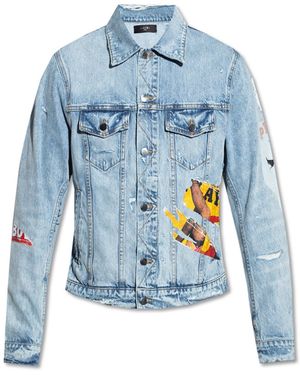 Amiri Playboy Magazine Trucker Denim Jacke - Blau