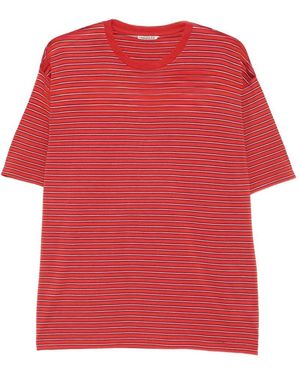 AURALEE Wool Striped T Shirt - Red