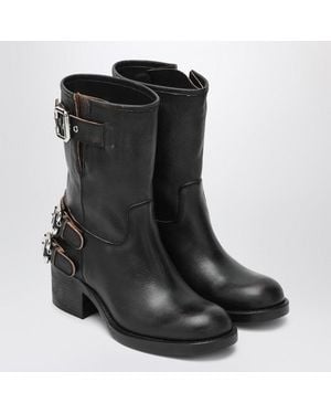 Chloé Dakota Biker-Style Boot With Vintage Effect - Black