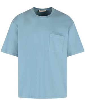 Marni Hellblaues Baumwoll-T-Shirt