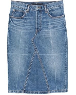 Alexander Wang Straight Skirt W/ Faded Fold Lines - Blue