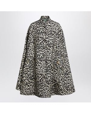 Valentino Animal Print Wool Cape - Black