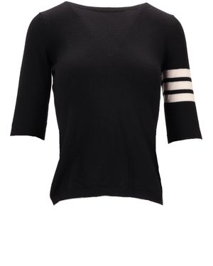 LA ROSE 3/4 Merino Wool Knitwear - Black