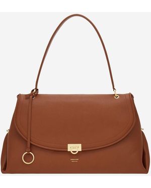 Ferragamo Leather Shoulder Bag Calf - Brown