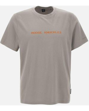 Moose Knuckles Milton Gray Logotipo de algodón Camiseta - Gris