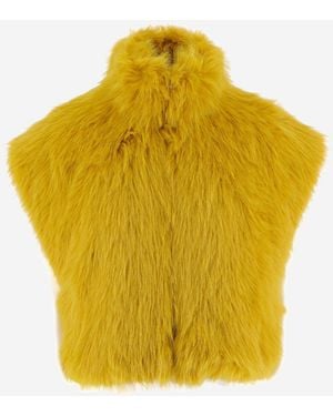 Pinko Fur Effect Cropped Vest - Yellow