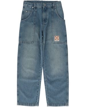 Off-White c/o Virgil Abloh Gebroken Witte Denim Cargobroek Met Arrow Label - Blauw