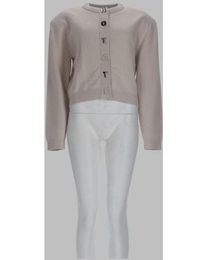 ROTATE BIRGER CHRISTENSEN Cardigan With Logo Cotton Sweaters - Gray