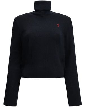 Ami Paris Rollkragenpullover "Ami De Coeur". - Schwarz