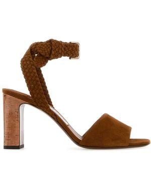 Jimmy Choo Solid Open Toe Heels - Brown