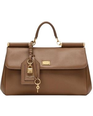 Dolce & Gabbana Sizilien weiche Lederhandtasche - Braun