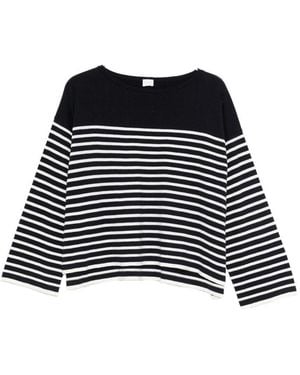 C.t. Plage Gestreifter Baumwollpullover - Schwarz