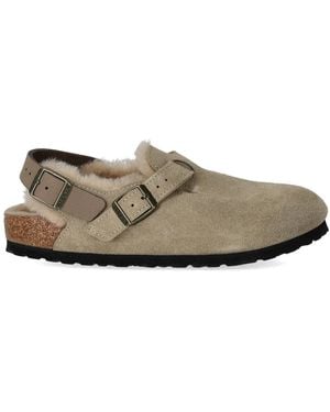Birkenstock Tokio Shearling Taupe Clog - Gray