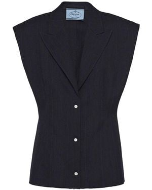 Prada Sleeveless Wool Blazer - Blue