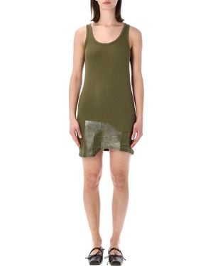 Maison Margiela Ribbed Mini Dress With Tape - Green