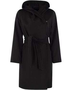 Max Mara Studio★NEWMANG Wool Hooded Coat★NEWMANG 006★人気 Max Mara Newmang Hooded Wool Coat in Black | Lyst