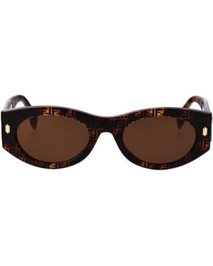 Fendi Oval Sunglasses Fe40125 I 55 E - Brown