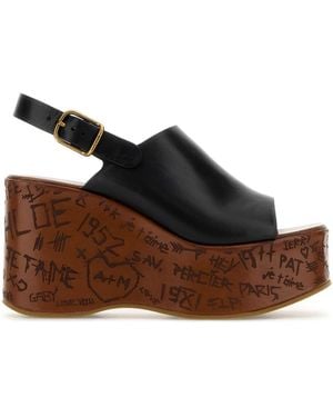 Chloé Leather Maxime Wedges - Brown