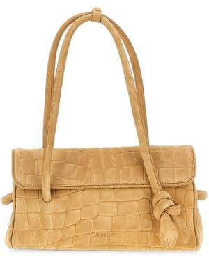 Jacquemus Crocodile-Embossed Leather Shoulder Bag - Metallic