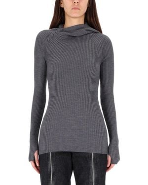 Jean Paul Gaultier Fitted Ribbed Merino Wool Jumper - Grey