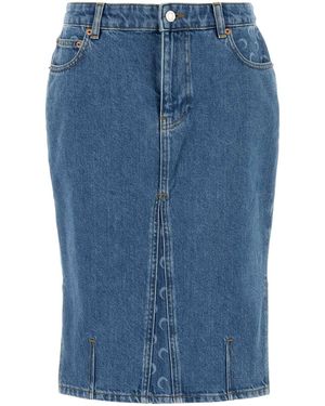Marine Serre Denim Skirt - Blue